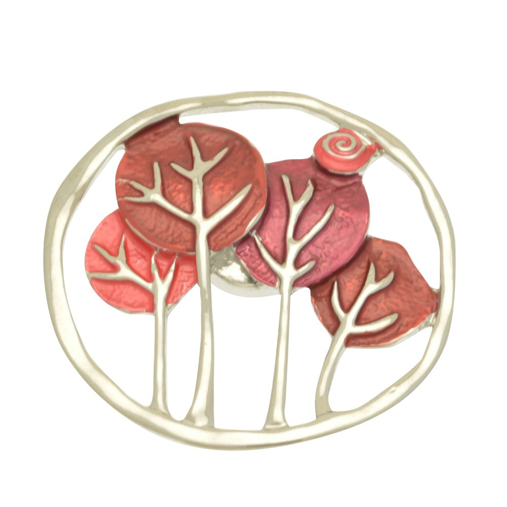 Miss Milly Red Trees Magnetic Brooch