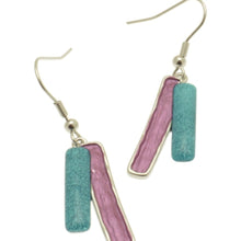 Load image into Gallery viewer, Miss Milly Teal &amp; Pink Bar Earrings

