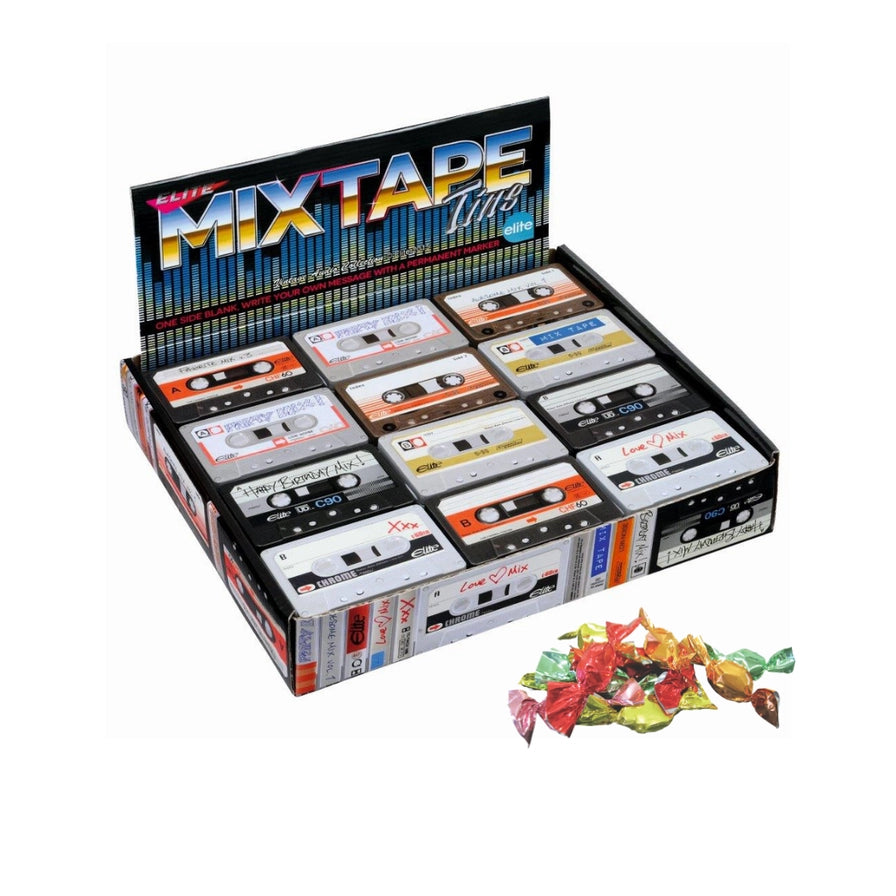 Retro Mixtape Cassette Tin with Fruit Drops