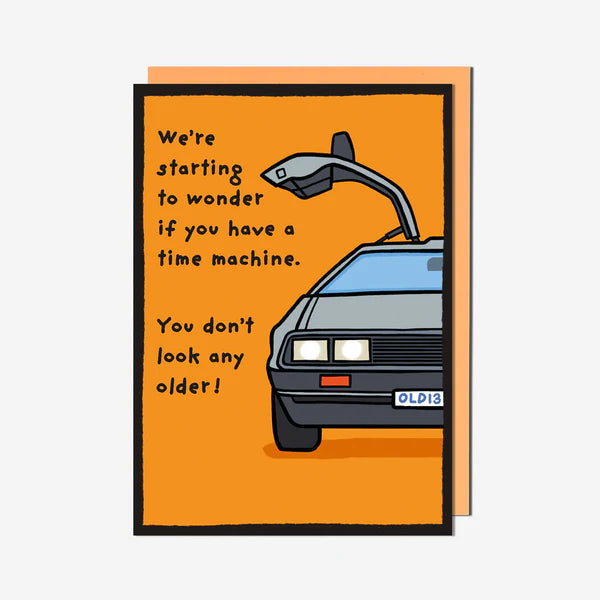 Monkeyshines Time Machine Delorean Birthday Card