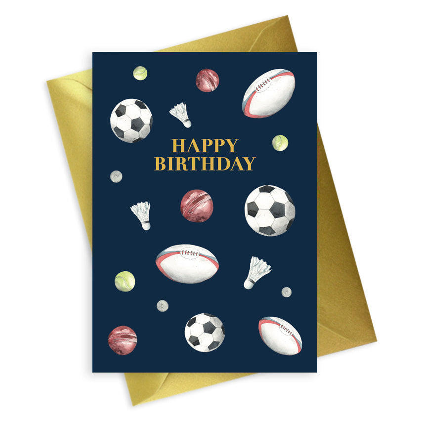 Navy Blue Happy Birthday Sports Card