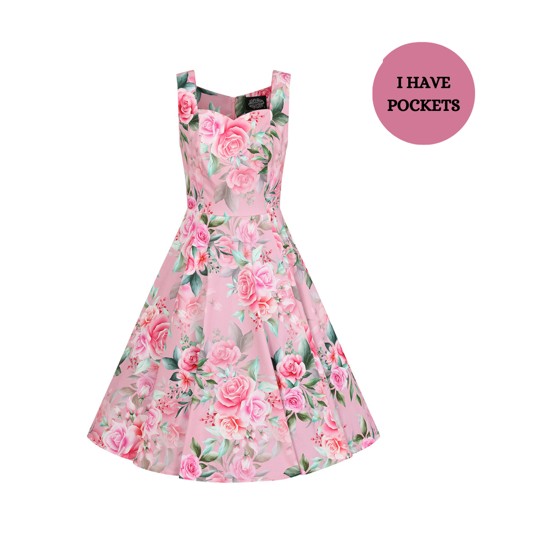 Nellie Pink Floral Swing Dress