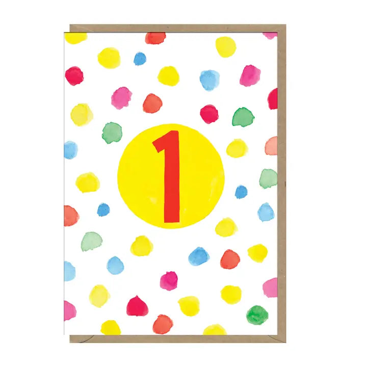 Fab Neon Spot Age 1 Birthday Card
