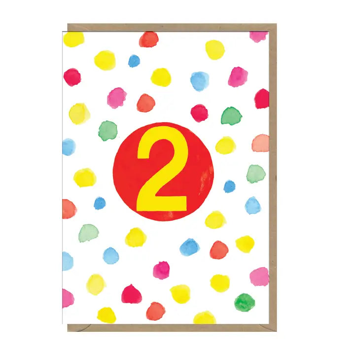 Fab Neon Spot Age 2 Birthday Card