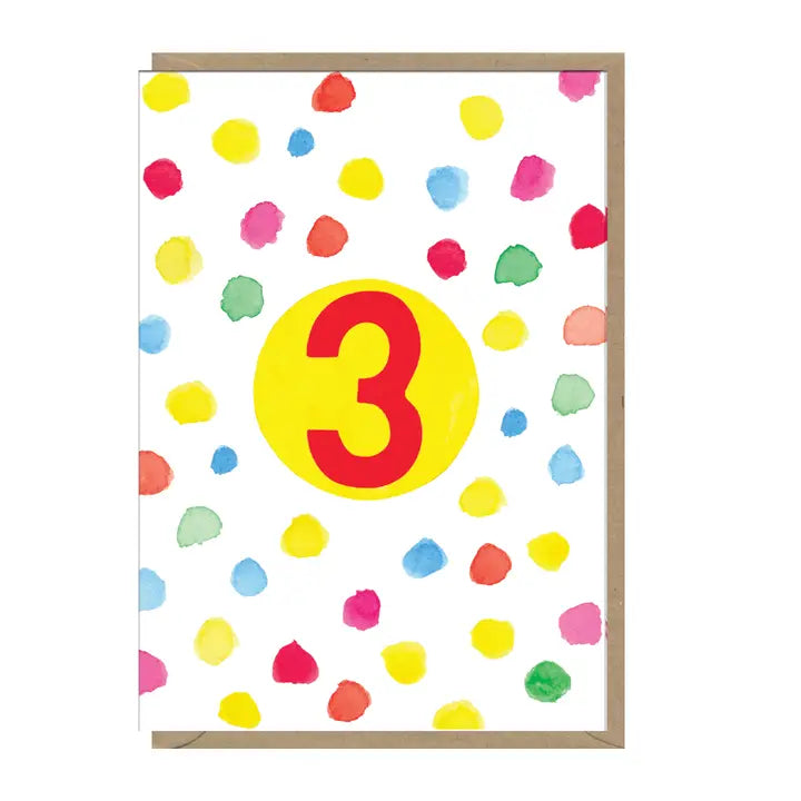 Fab Neon Spot Age 3 Birthday Card
