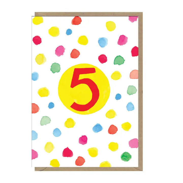 Fab Neon Spot Age 5 Birthday Card