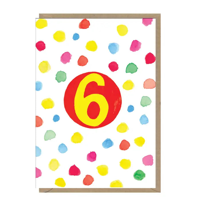 Fab Neon Spot Age 6 Birthday Card