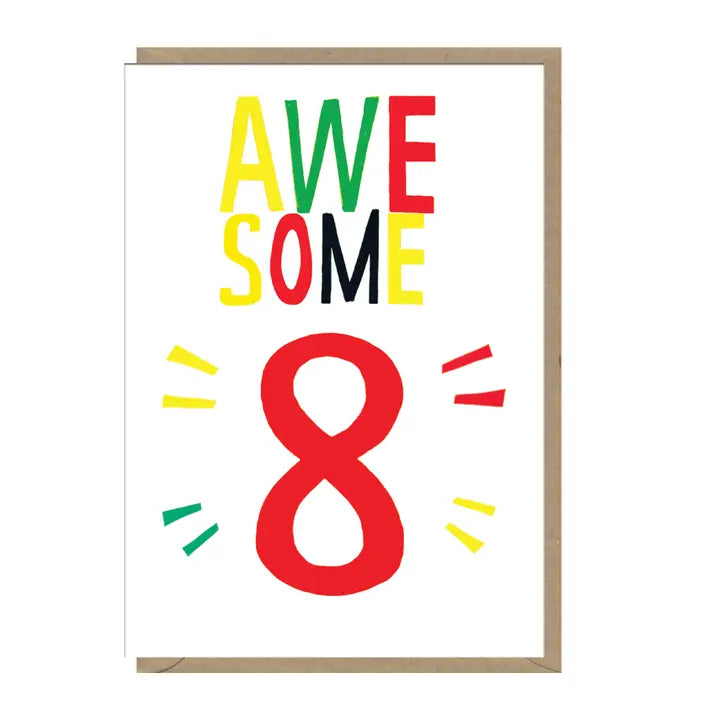 Fab Neon Spot Age 8 Birthday Card