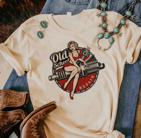 Old School Spark Plug Vintage Style T Shirt