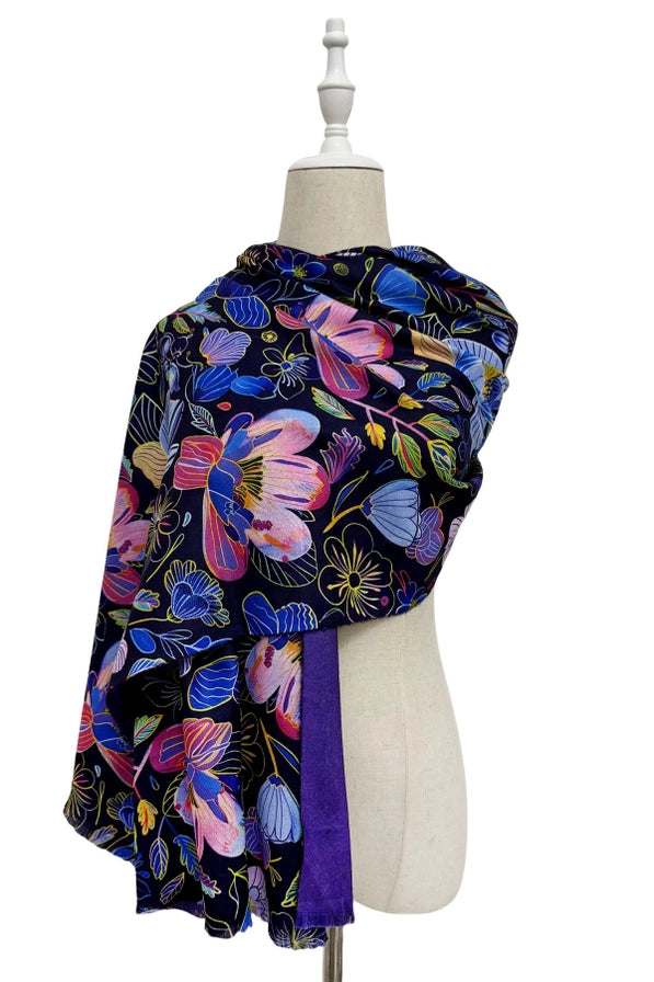 Orchid Floral Scarf Purple