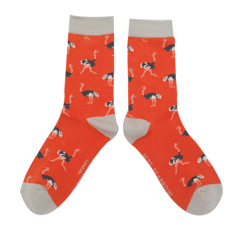 Bamboo Socks Ostriches Orange