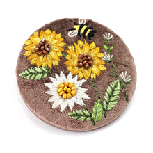 Load image into Gallery viewer, POM Cocoa Sunflower Velvet Compact Mirror
