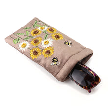 Load image into Gallery viewer, POM Cocoa Sunflower Velvet Glasses Case
