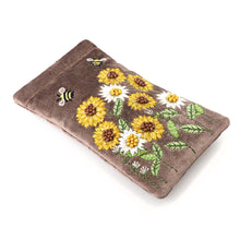 Load image into Gallery viewer, POM Cocoa Sunflower Velvet Glasses Case
