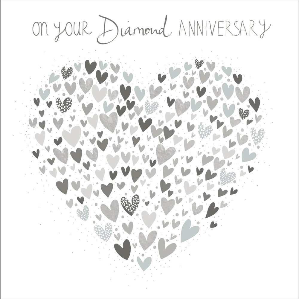 Peach & Prosecco Diamond Anniversary Hearts Card