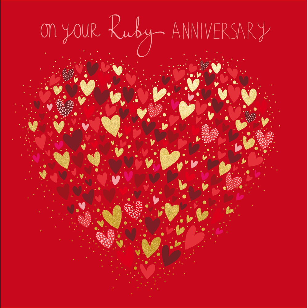 Peach & Prosecco Ruby Anniversary Hearts Card