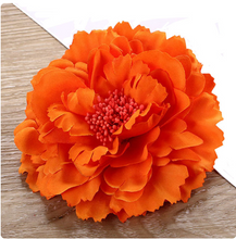 Load image into Gallery viewer, Peony Flower Hair Clip Orange
