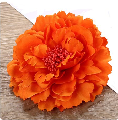 Peony Flower Hair Clip Orange