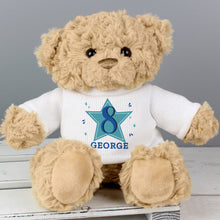 Load image into Gallery viewer, Personalised Age &amp; Name Teddy Blue
