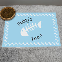 Load image into Gallery viewer, Personalised Blue Cat Fishbone Feeding Mat
