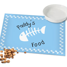 Load image into Gallery viewer, Personalised Blue Cat Fishbone Feeding Mat
