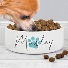 Load image into Gallery viewer, Personalised Blue Paw Print Medium Pet Bowl
