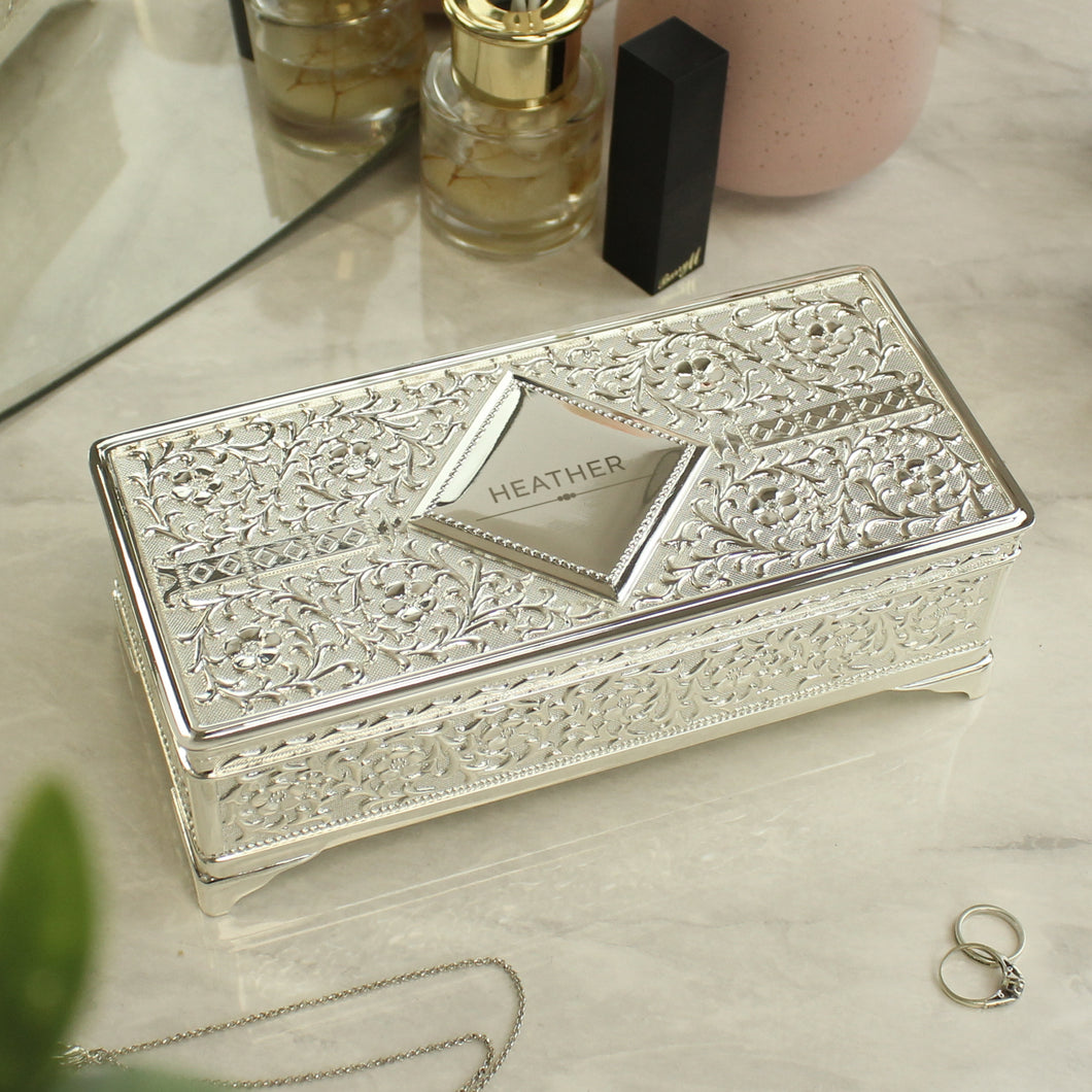Personalised Classic Silver Plated Jewellery Box