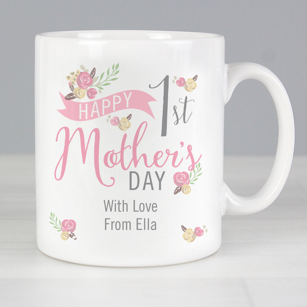 Personalised Floral 1st Mother's Day Ceramic Mug