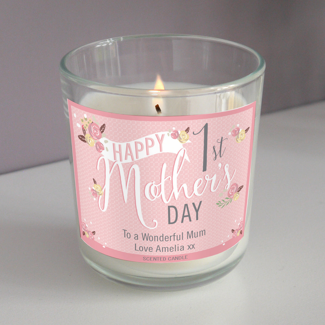 Personalised Floral 1st Mother's Day Scented Candle