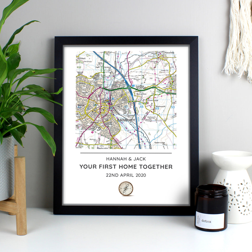Personalised Framed Map Print Present Day