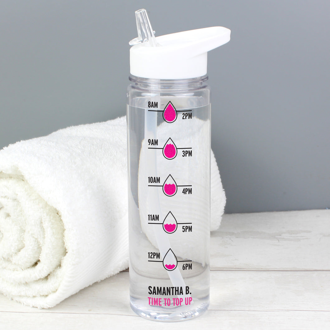 Personalised Hydration Tracker Water Bottle Pink