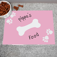 Load image into Gallery viewer, Personalised Pink Dog Bone Feeding Mat

