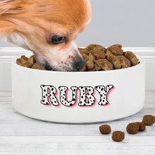 Load image into Gallery viewer, Personalised Pink Spot Medium Pet Bowl
