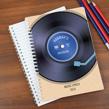 Load image into Gallery viewer, Personalised Retro Vinyl A5 Notebook
