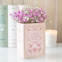 Load image into Gallery viewer, Pink Book Shaped Buy Yourself Flowers Vase
