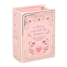 Load image into Gallery viewer, Pink Book Shaped Buy Yourself Flowers Vase
