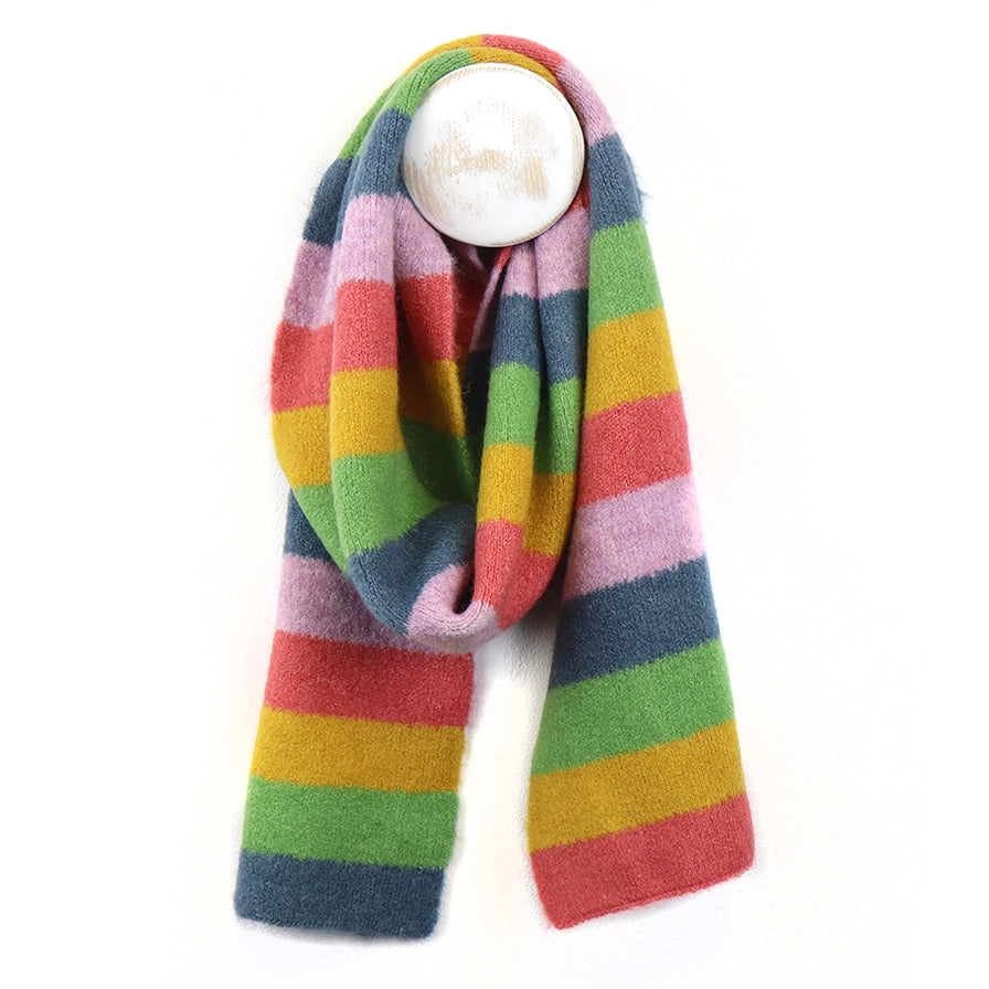 POM Classic Knit Rainbow Striped Scarf