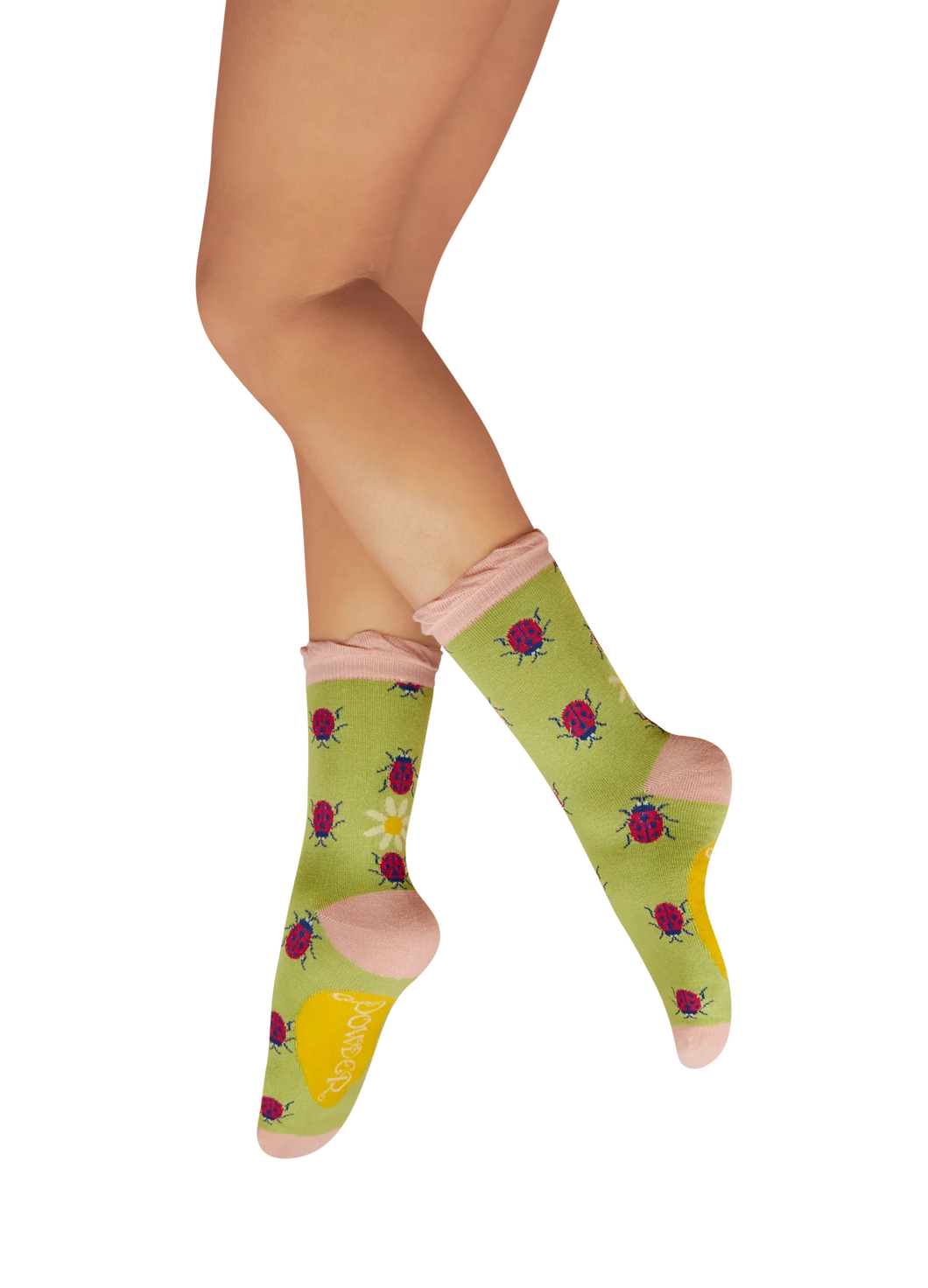 Powder Ankle Socks Ladybirds Lime