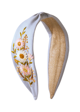 Load image into Gallery viewer, Powder Embroidered Headband Perfect Posie Blue
