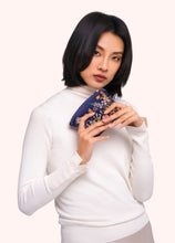 Load image into Gallery viewer, Powder Velvet Embroidered Mini Pouch Floral Hedgerow
