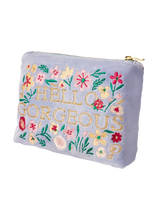 Load image into Gallery viewer, Powder Velvet Mini Zip Pouch Hello Gorgeous
