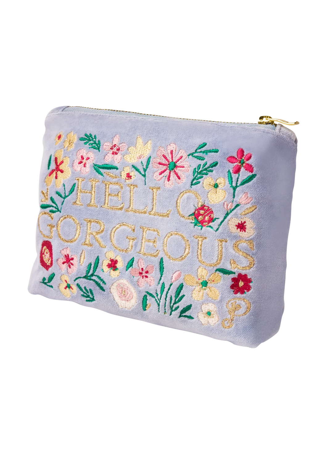 Powder Velvet Mini Zip Pouch Hello Gorgeous