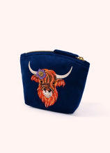 Load image into Gallery viewer, Powder Velvet Embroidered Mini Pouch Highland Cow
