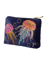 Load image into Gallery viewer, Powder Velvet Mini Zip Pouch Jellyfish

