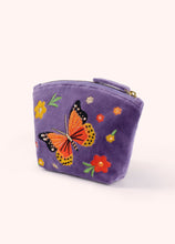 Load image into Gallery viewer, Powder Velvet Embroidered Mini Pouch Purple Butterfly
