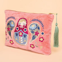 Load image into Gallery viewer, Powder Velvet Zip Pouch Russian Doll
