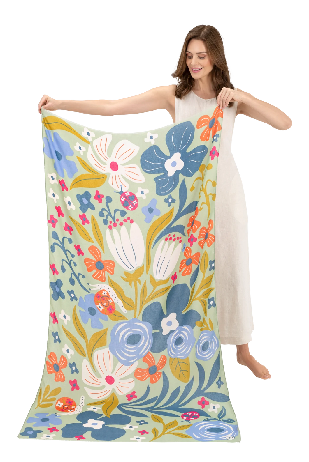 Powder Scarf Wild Flowers Lime