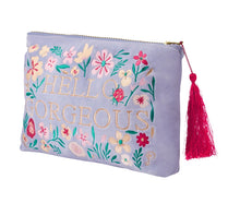 Load image into Gallery viewer, Powder Velvet Zip Pouch Hello Gorgeous
