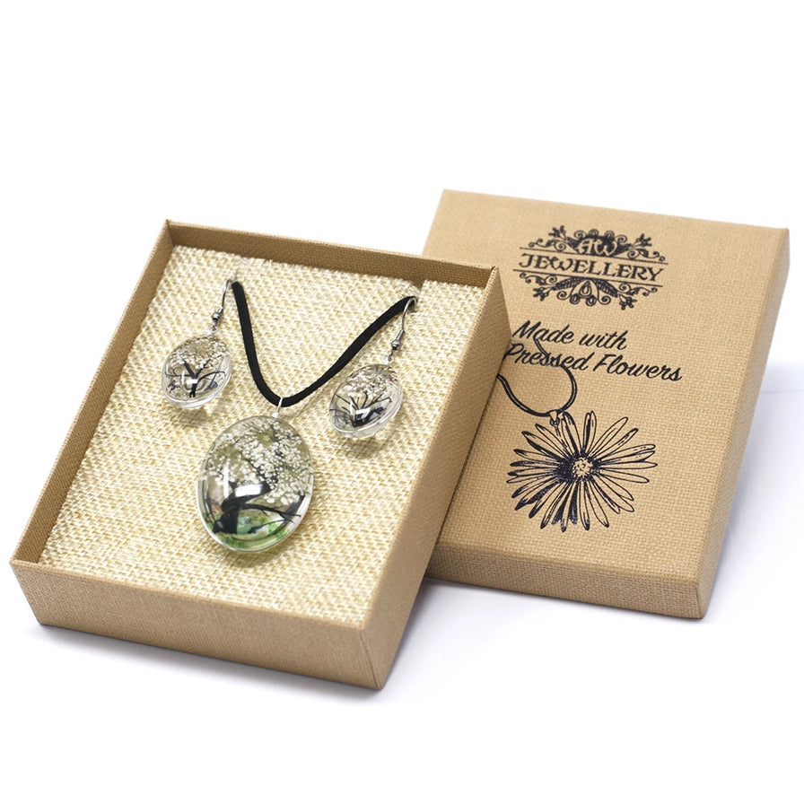 Pressed Flowers Tree Jewellery Set Cream