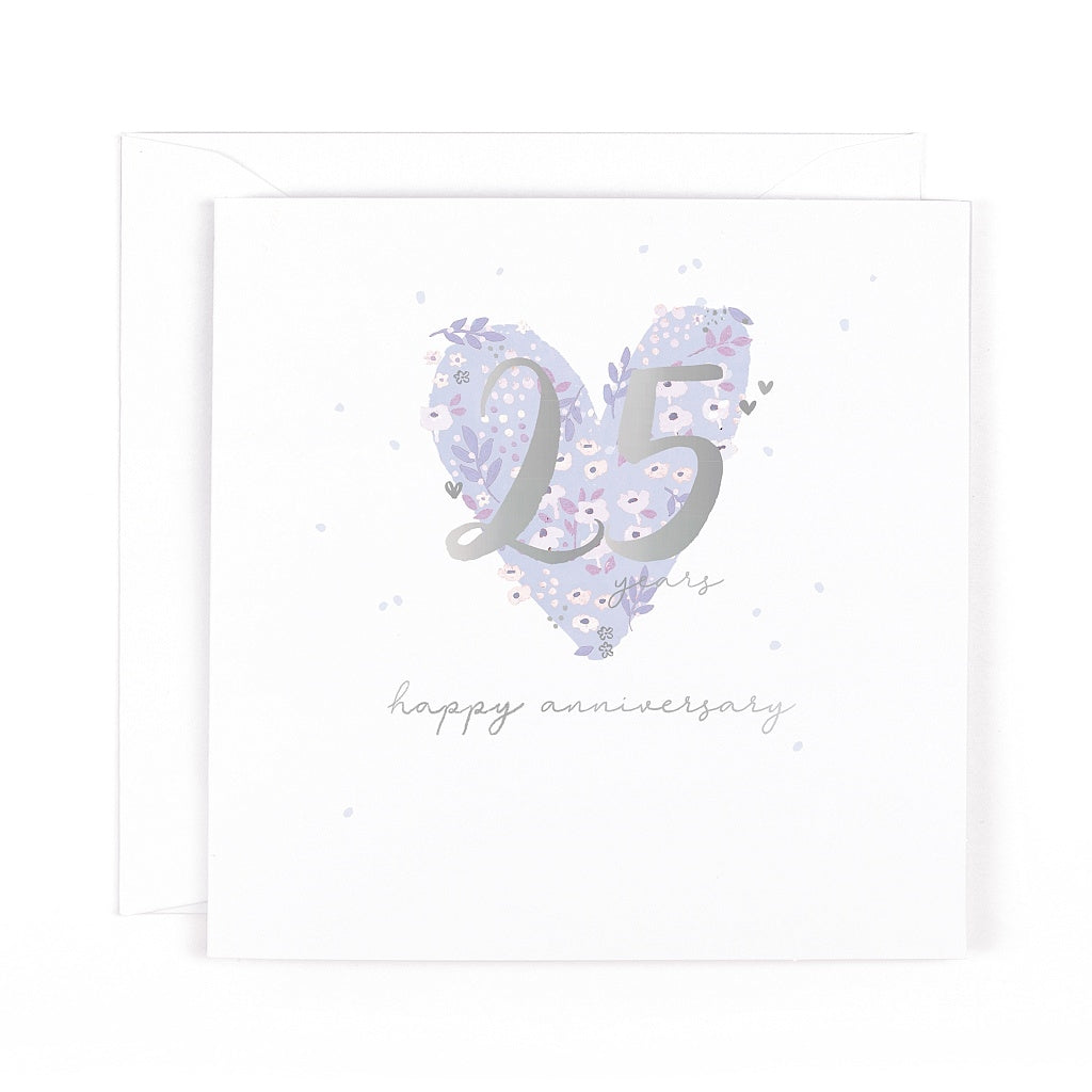Primrose Hill Happy 25th Anniversary Heart Card